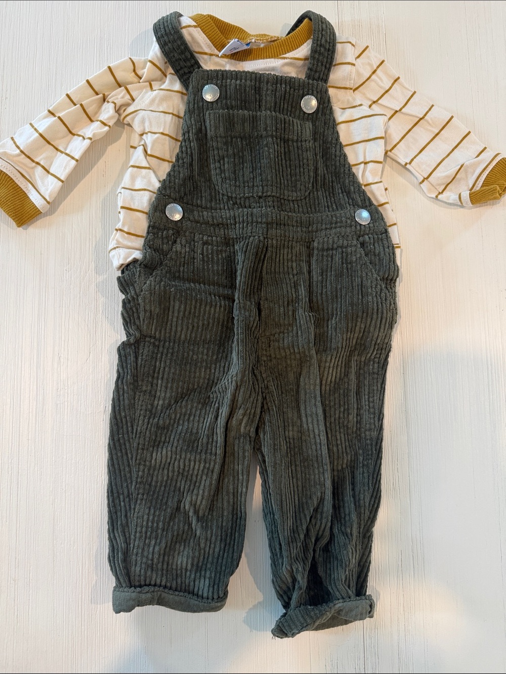 Old Navy Olive Green Corduroy Kids Overalls
